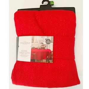 Threshold Red Shimmer Sparkle Tablecloth 70" Round Holiday Party